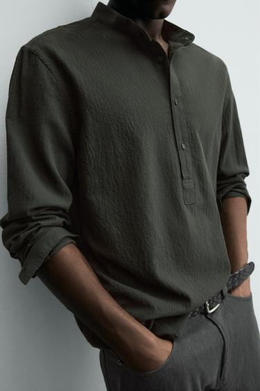 CAMISA COM EFEITO AMASSADO - Caqui-escuro da Zara