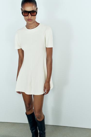 SOFT VOLUME MINI DRESS — Ecru 2