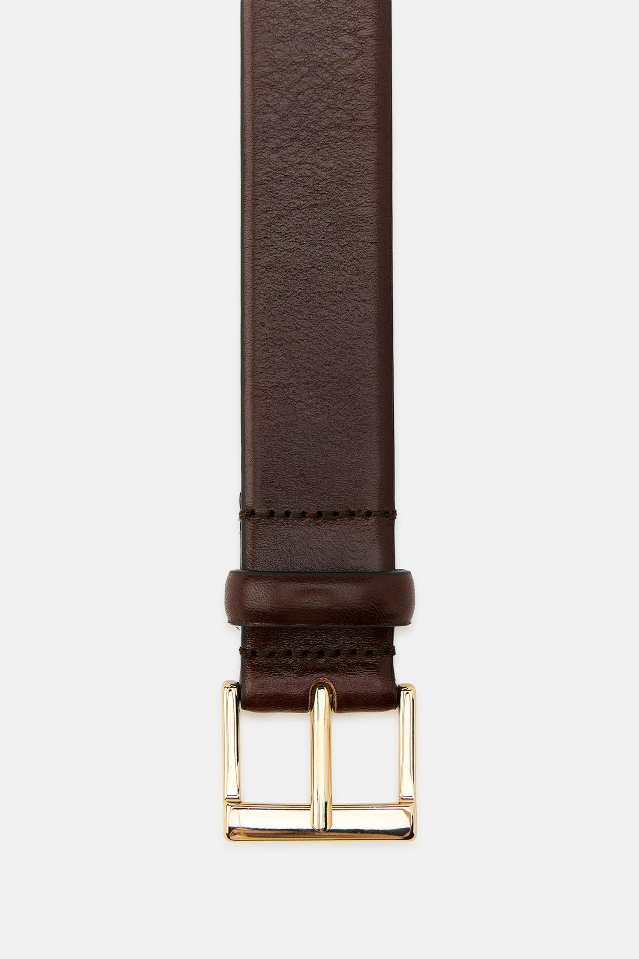 LEATHER BELT WITH SQUARE BUCKLE