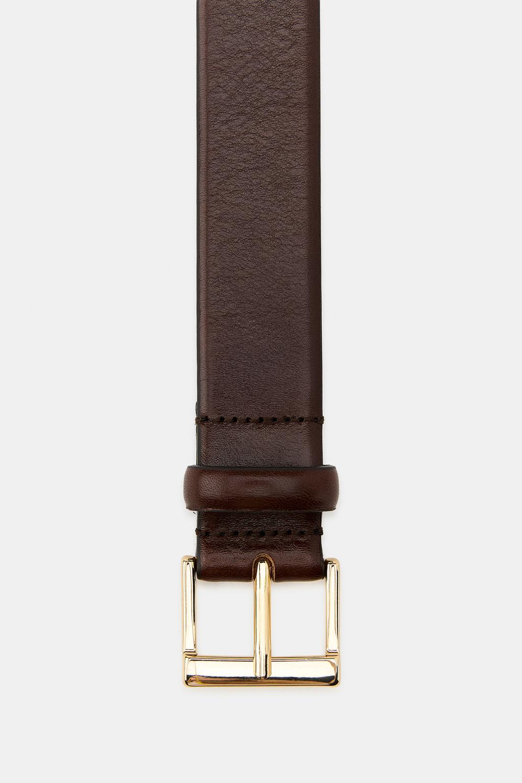 LEATHER BELT WITH SQUARE BUCKLE