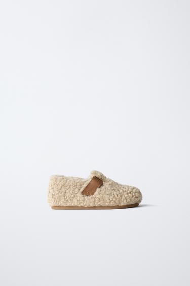 FAUX SHEARLING BAREFOOT SHOES - Ecru White by Zara