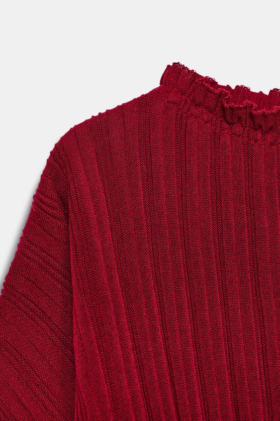 TOP AMPLE EN MAILLE CÔTELÉE - Rouge foncé de Zara - Image 7