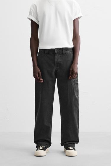 STRAIGHT-LEG UTILITY JEANS - Black by Zara