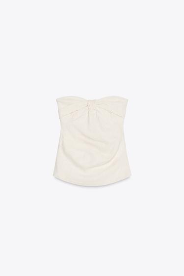 SWEETHEART NECKLINE BUSTIER TOP - Ecru / Marl by Zara - Image 3