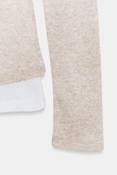 ASYMMETRIC LAYERED-EFFECT T-SHIRT - Sand / Marl by Zara - Image 6