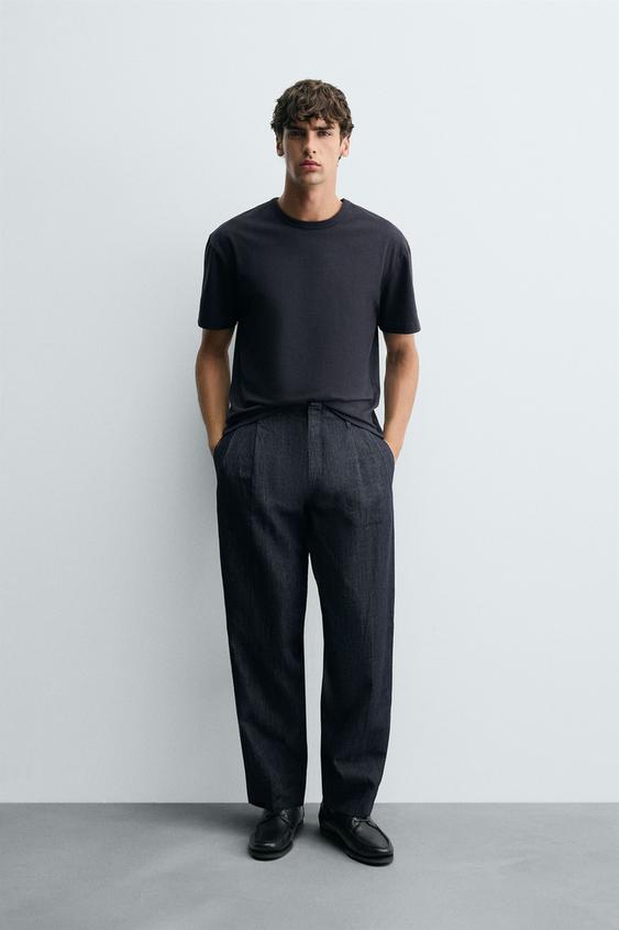 WIDE FIT CROPPED DENIM PANTS