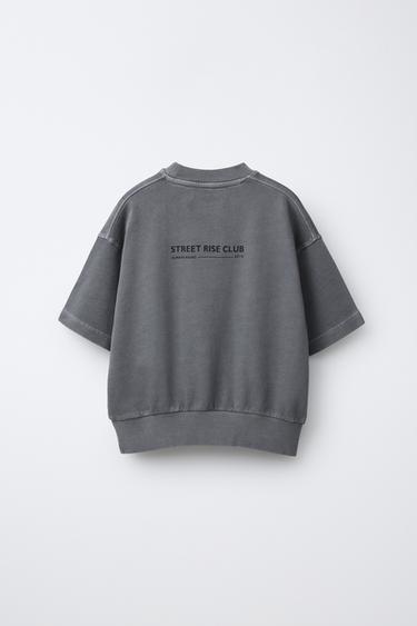 ENSEMBLE SWEAT-SHIRT À MANCHES COURTES ET SHORT CARGO - Gris anthracite de Zara - Image 2