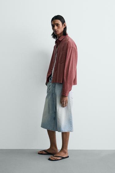 CHEMISE COUPE BOXY DÉLAVÉE - Rouge de Zara - Image 3