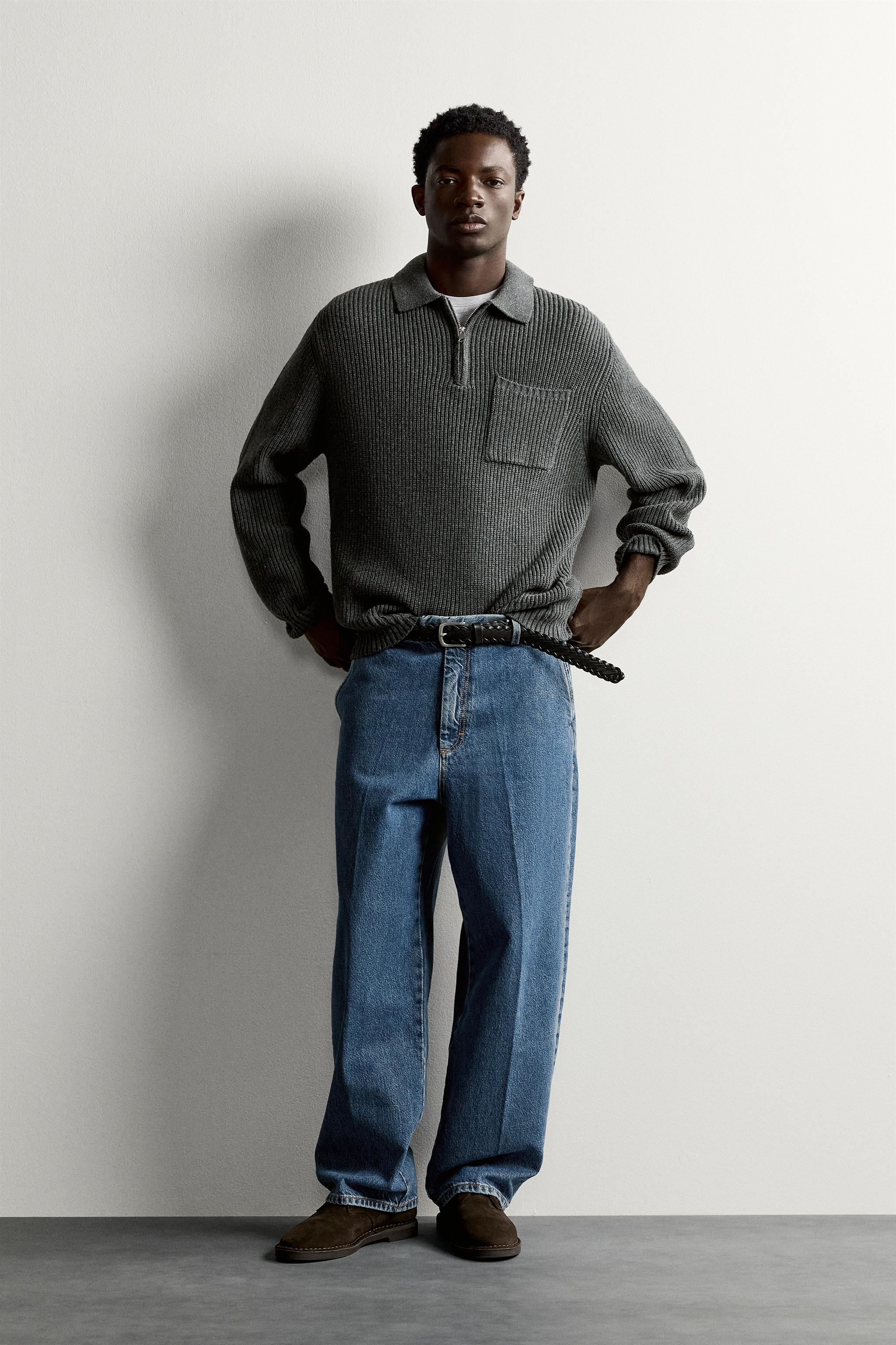 COTTON-WOOL PURL KNIT POLO