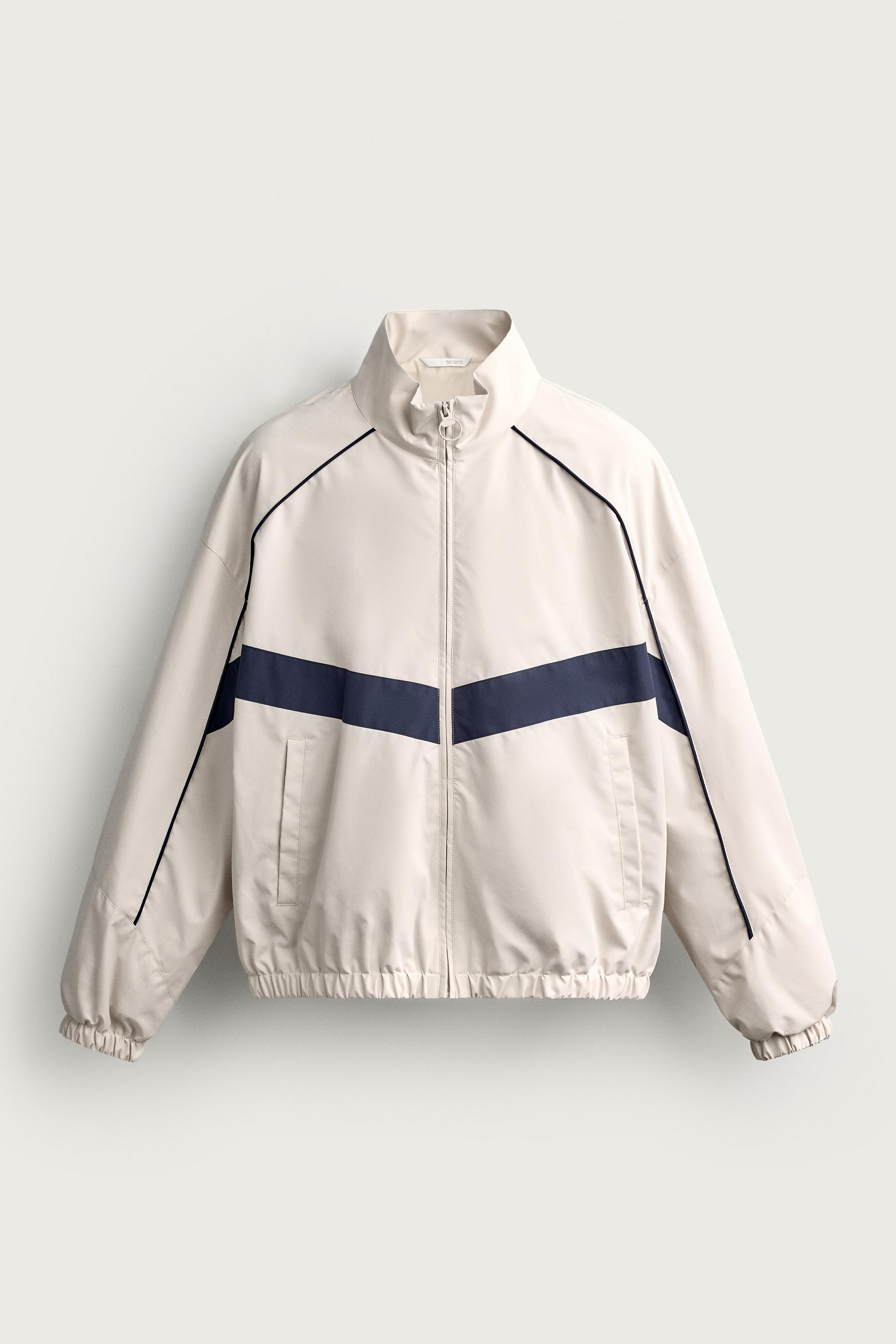 WATER-REPELLENT CONTRAST TECHNICAL JACKET — Stone