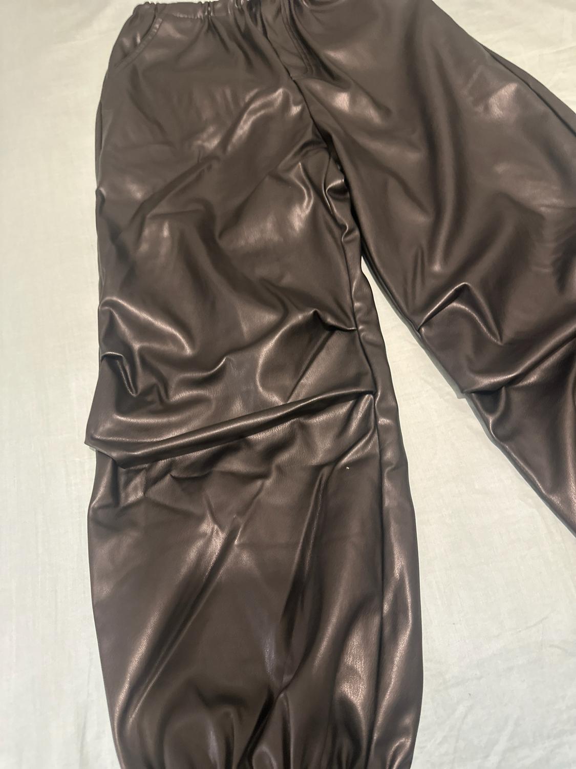 FAUX LEATHER PARACHUTE TROUSERS - Image 5