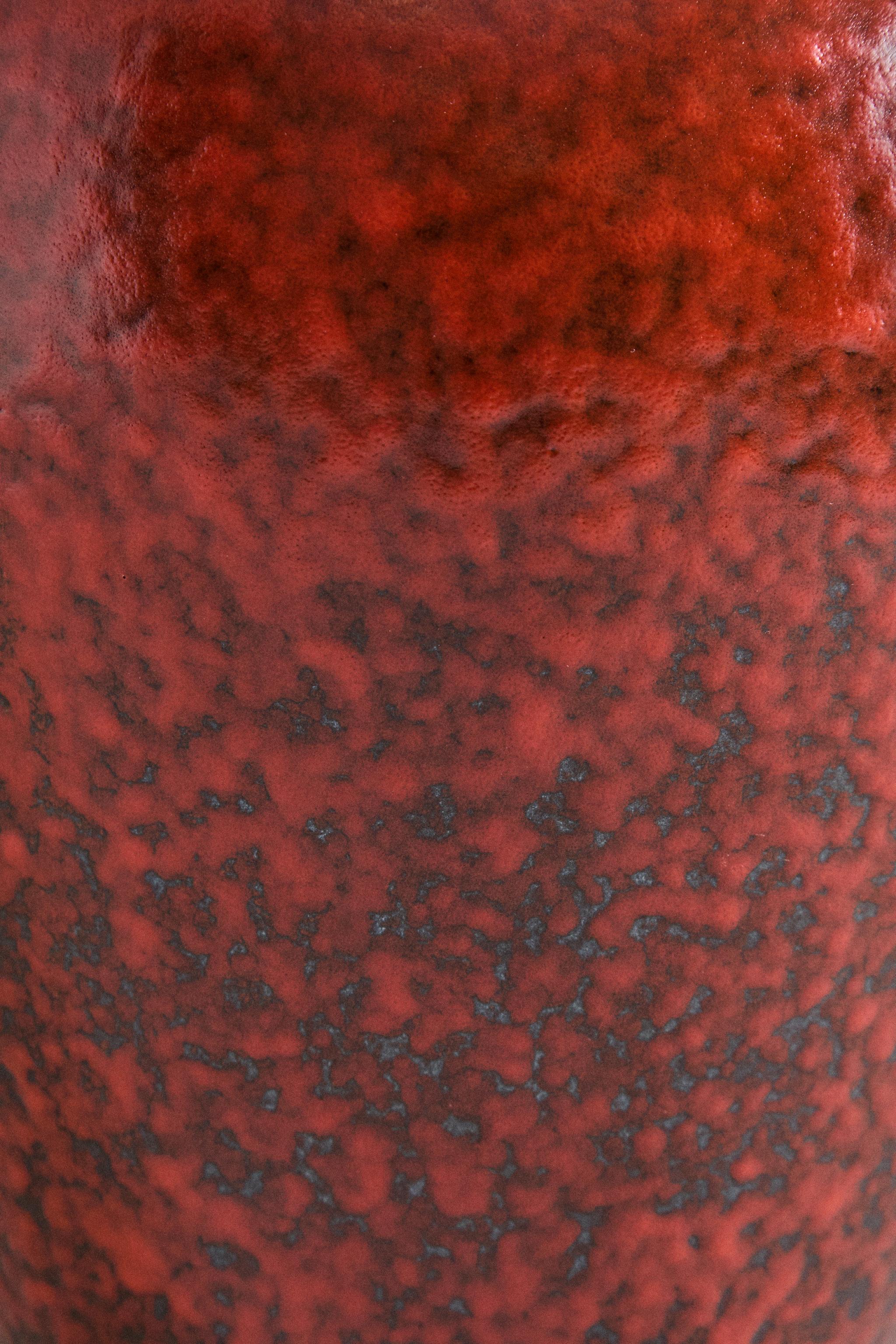 OVAL RED STONEWARE VASE