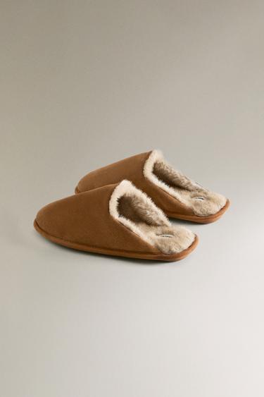 COSY LEATHER SLIPPERS - Brown by Zara - Image 4