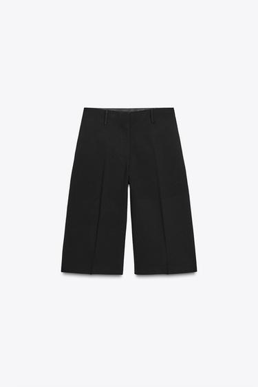 Zara ZW COLLECTION LONG BERMUDA SHORTS - Black