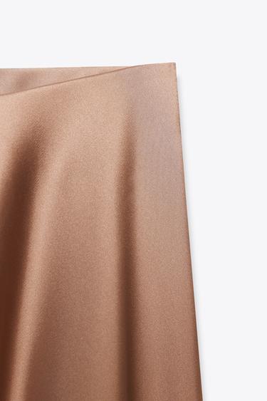 SATIN MIDI SKIRT - Mid-camel by Zara - Image 6