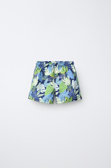 AGES 6-14 / LEAF PRINT SWIM SHORTS - Blue by Zara - Image 0
