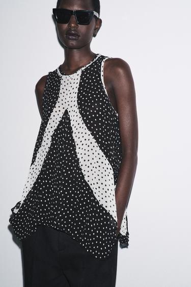 ТОП В ГОРОХ — ZW COLLECTION — ЧЕРНЫЙ от Zara