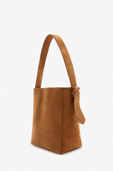 Zara SUEDE SHOPPER BAG LIMITED EDITION - Dark tan
