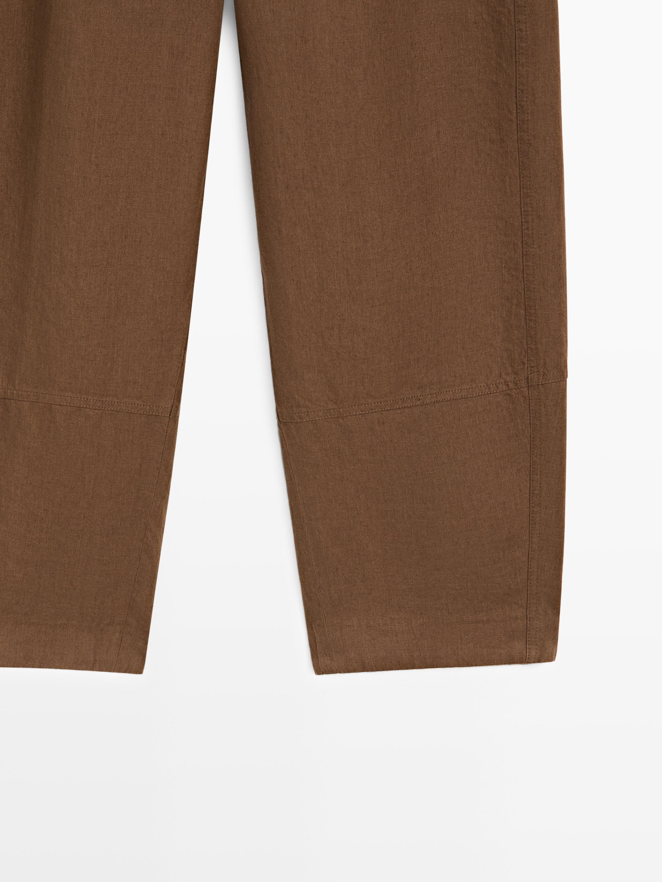 Linen trousers with elasticated waistband