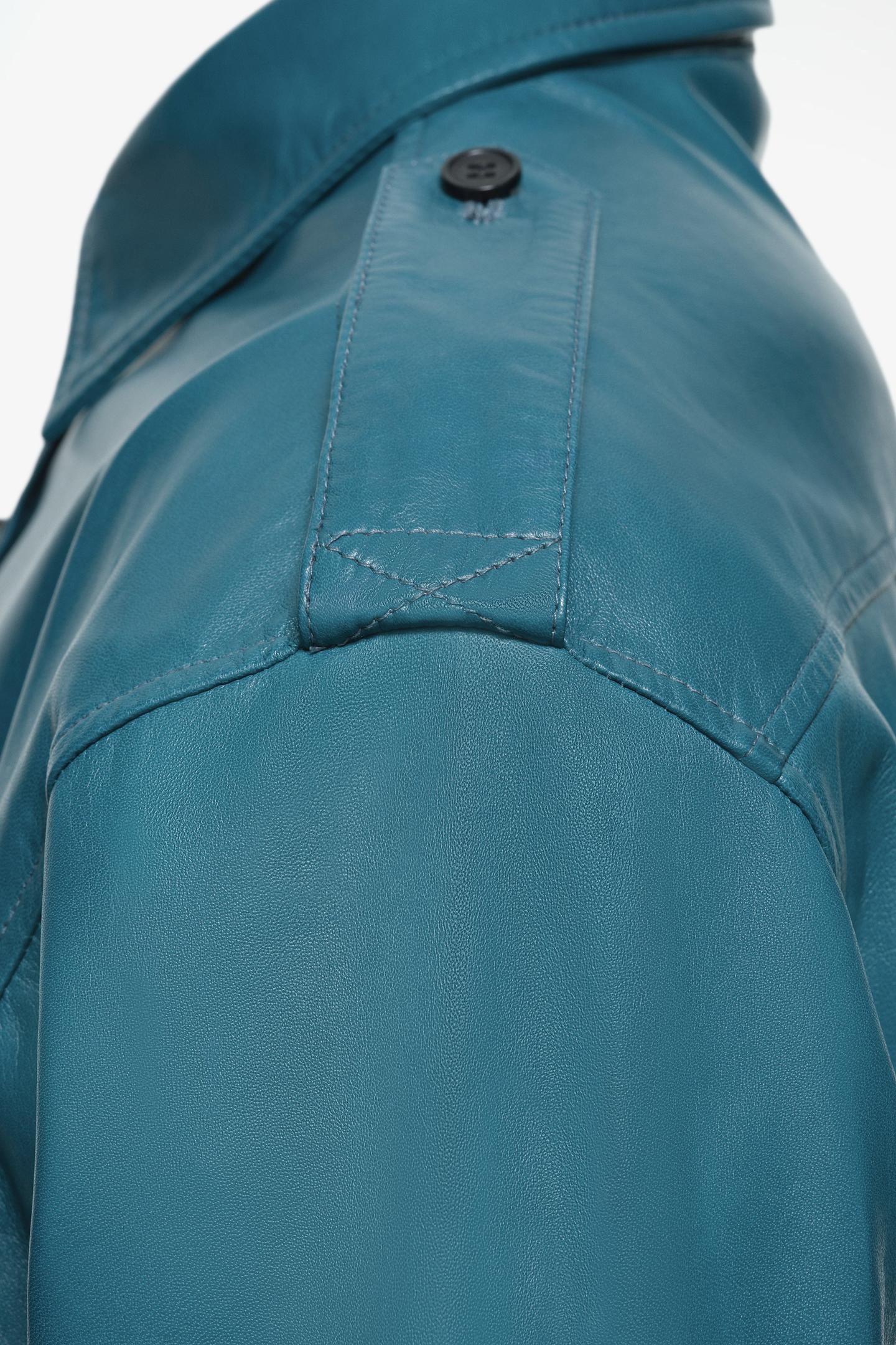 Мужская рубашка Zara Limited Edition Relaxed-Fit Leather, цвет: Светлый синий — фото 5