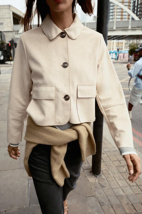 Abrigo Boucle Abrigo Borreguito Sfera Chaquetas Cortas Mujer ZARA