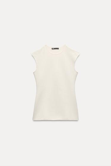 TOP STRETCH CONTOURING - Blanco roto de Zara