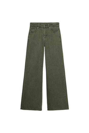 Z1975 WIDE-LEG HIGH-WAIST FLUID JEANS - Khaki by Zara