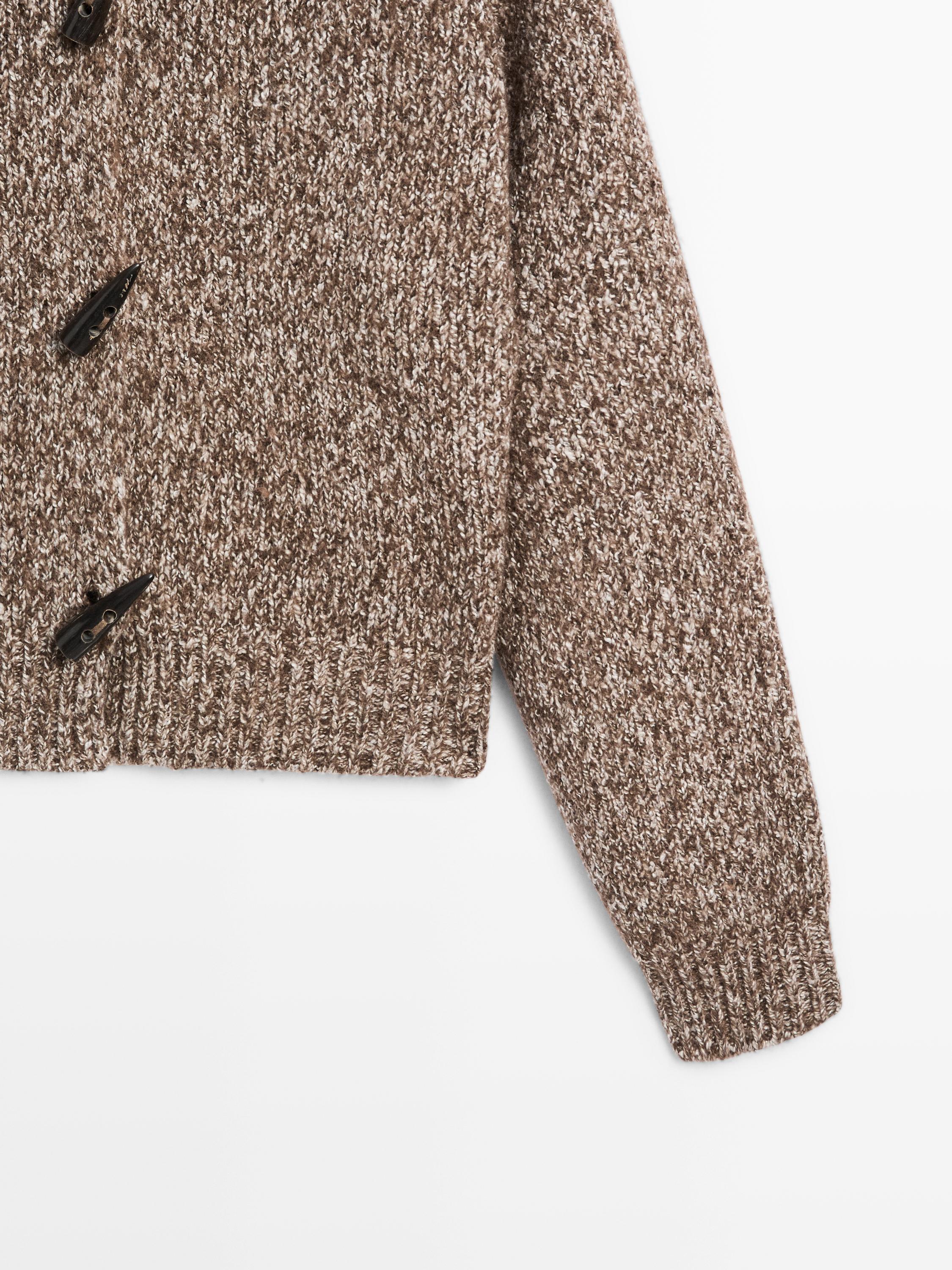 Cardigan en laine et coton avec bouton corne