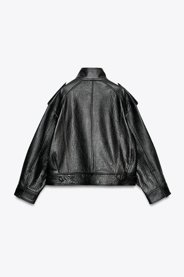 BLOUSON BOMBER EN CUIR ZW COLLECTION ÉDITION LIMITÉE - Noir de Zara - Image 2