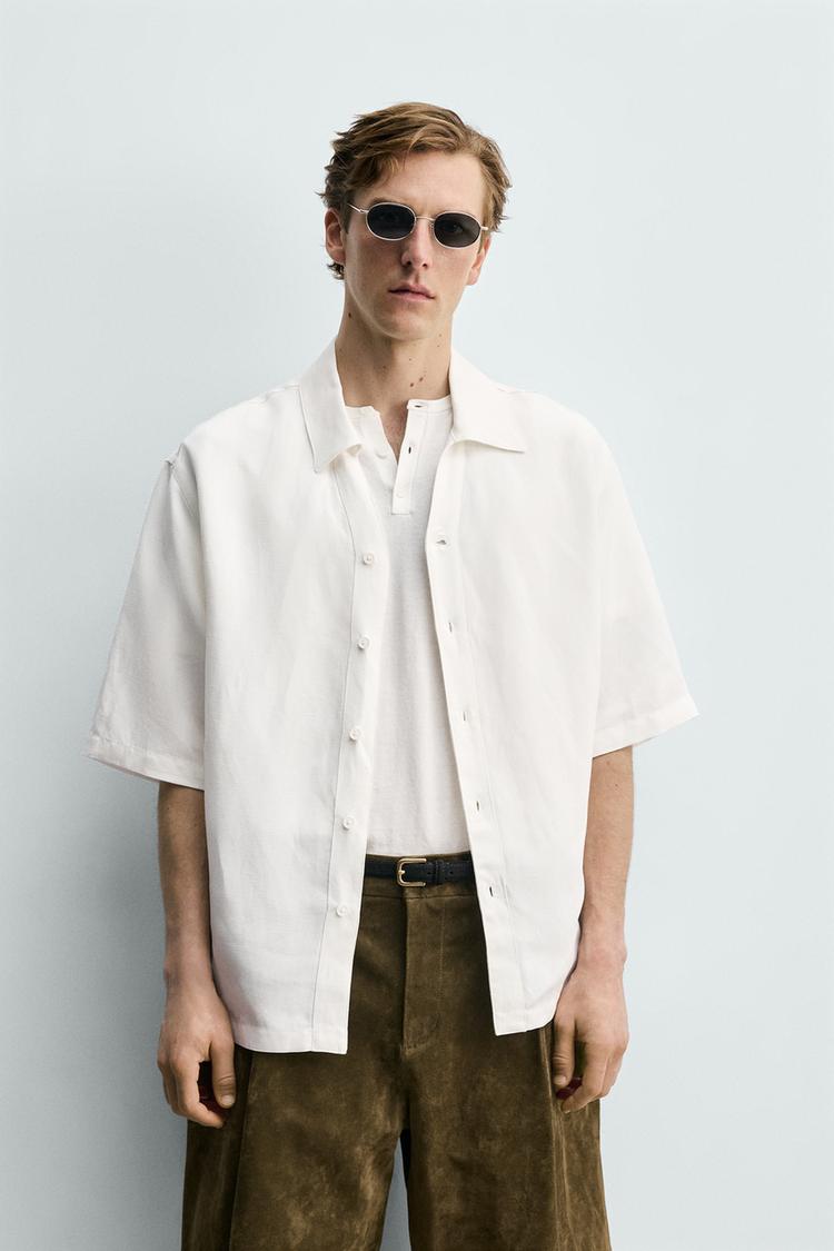 ZARA FLUID VISCOSE/LINEN SHIRT