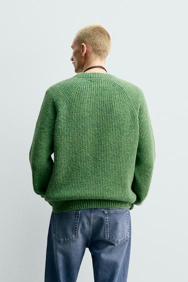 PURL KNIT FLECKED JUMPER - Green by Zara - Image 2