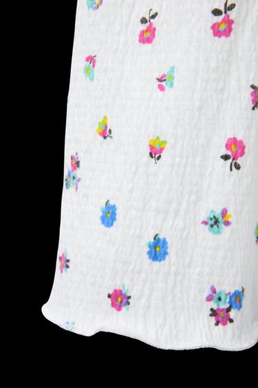 TEXTURED FLORAL T-SHIRT - Ecru by Zara