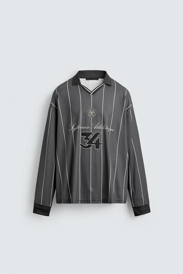 Zara RETRO STRIPED FOOTBALL PRINT POLO SHIRT - Striped