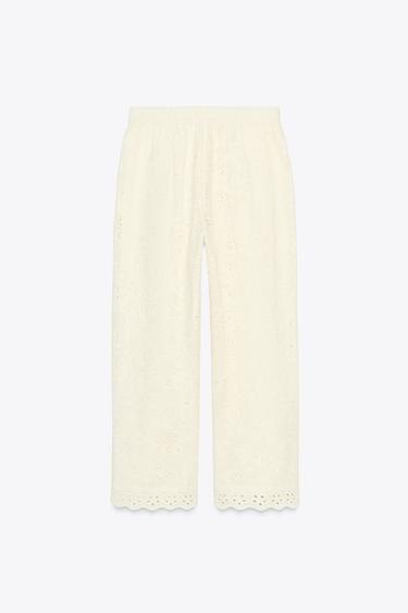 ZW COLLECTION TROUSERS WITH CUTWORK EMBROIDERY - Ecru by Zara - Image 5