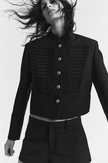 Zara ZW COLLECTION LIMITED EDITION FROG-CLOSURE WOOL JACKET - Navy blue