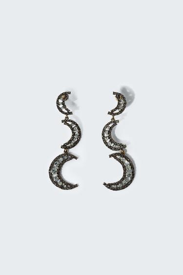 Zara SPARKLY MOON EARRINGS - Golden