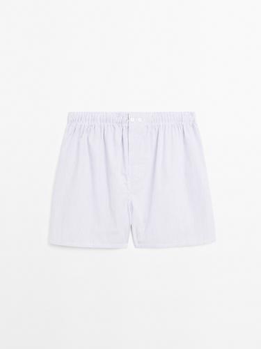 Zara Double stripe print boxers - White