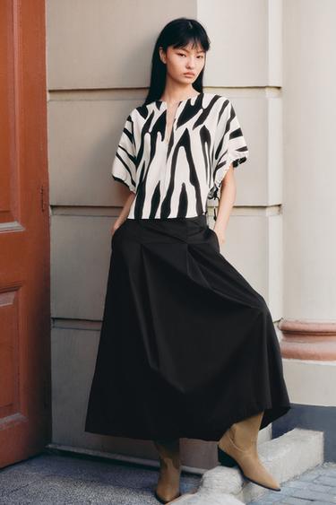 Zara ZW COLLECTION 動物紋上衣 - 裸色 / 黑色