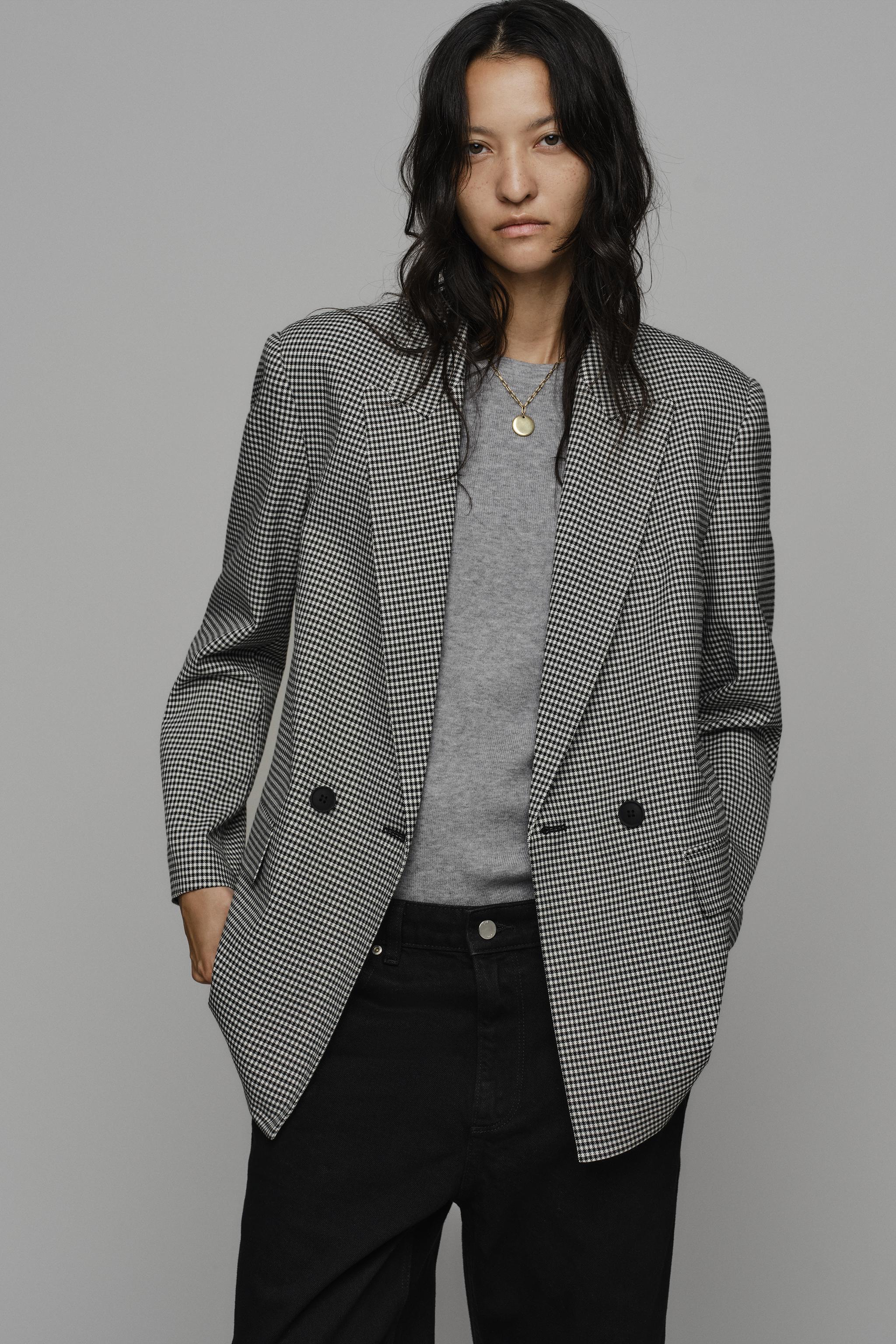 Zara KAZAYAĞI DESENLİ OVERSIZE KRUVAZE BLAZER görsel 2