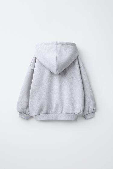 SWEAT ZIPPÉ À INSCRIPTION - Gris chiné de Zara - Image 1