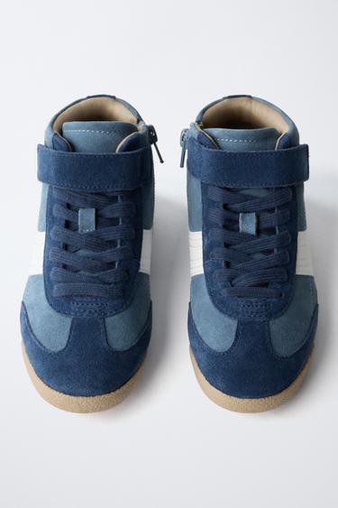 LEATHER BOXING HIGH-TOP SNEAKERS - Blue by Zara - Image 6