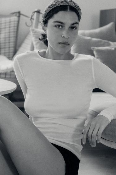 LYOCELL T-SHIRT WITH BACK DETAIL - Oyster-white by Zara