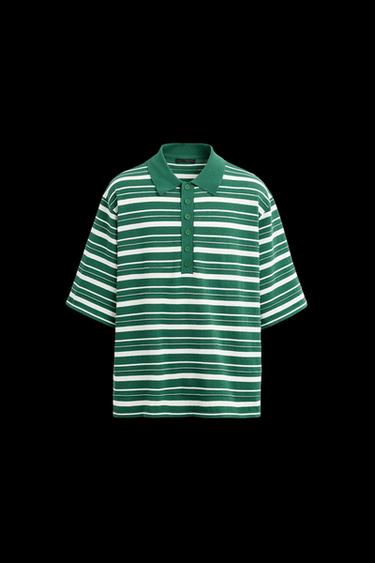 POLOSHIRT AUS STRICK MIT STRUKTURSTREIFEN - Grün von Zara - Bild 0