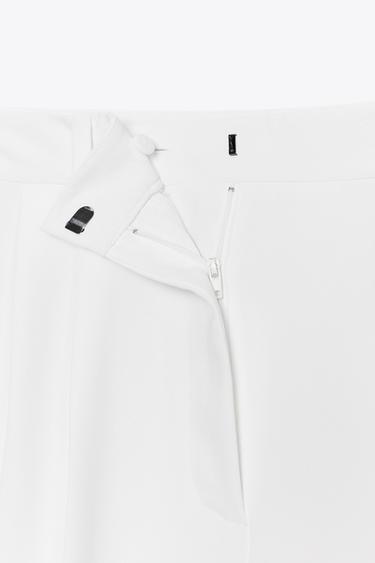 WIDE-LEG TROUSERS WITH DARTS - Oyster-white by Zara - Image 8