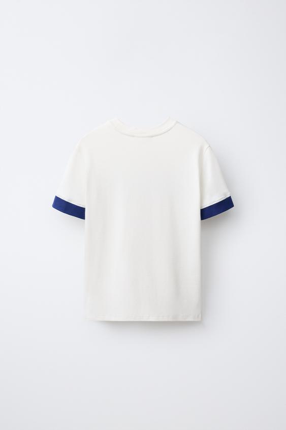 T-SHIRT INSCRIPTION CONTRASTE MANCHES COURTES 0FR. PARIS X ZARA - Blanc cassé de Zara - Image 3
