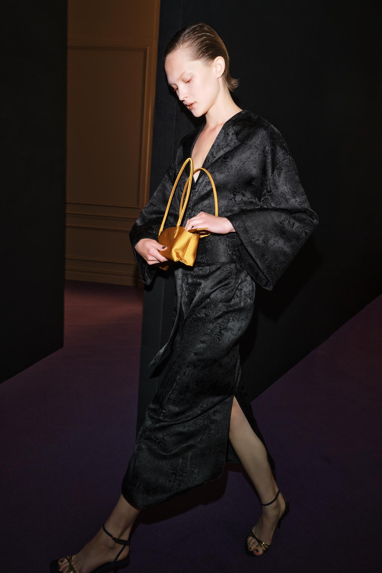ZW COLLECTION JACQUARD CUMMERBUND DRESS — Black