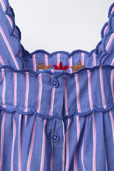 ENSEMBLE BLOUSE ET CULOTTE À RAYURES ET BRODERIES SISSEL EDELBO X ZARA KIDS - Bleu roi de Zara - Image 2