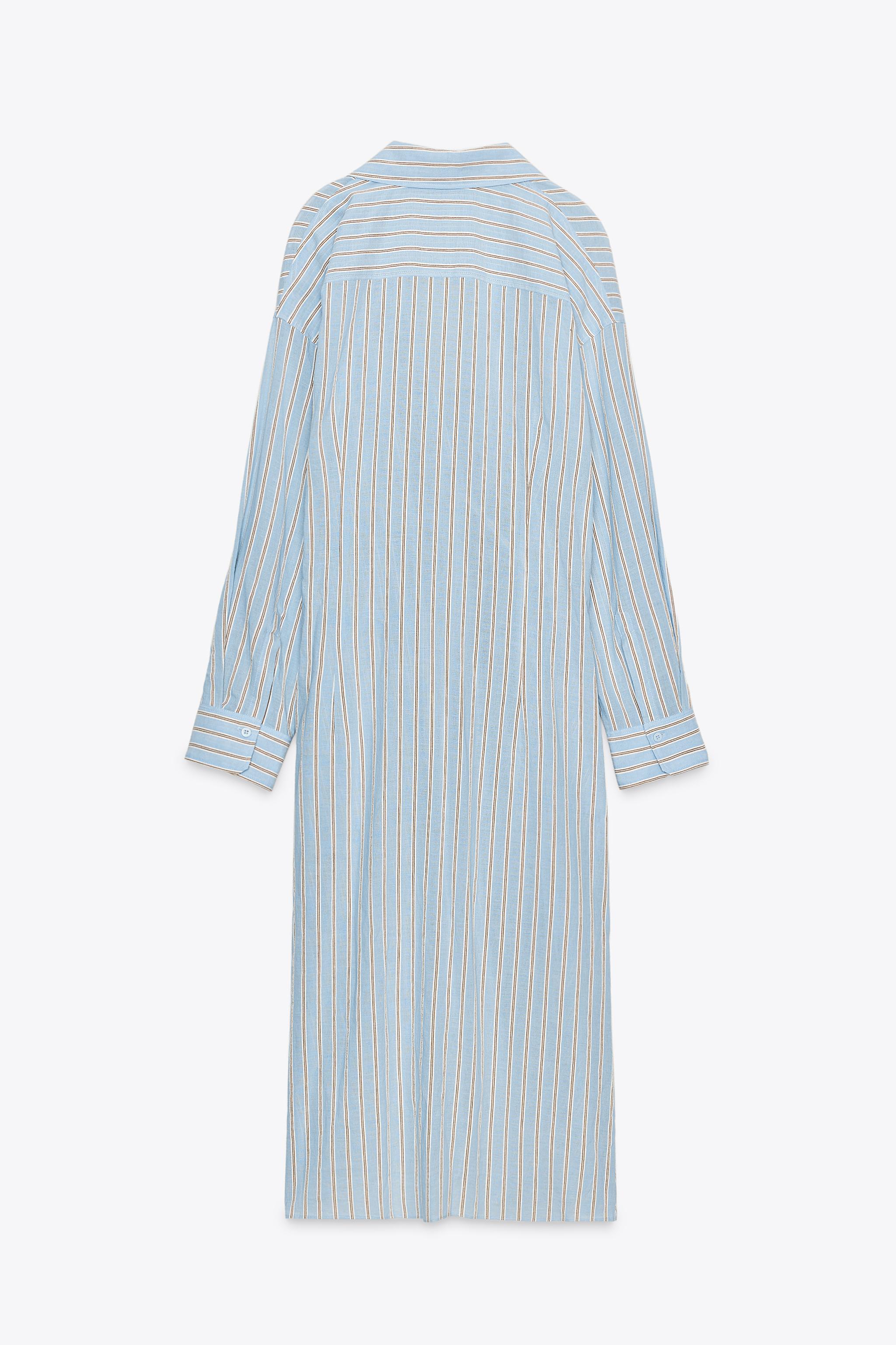 STRIPED WRAP DRESS ZW COLLECTION - Blue | ZARA United States