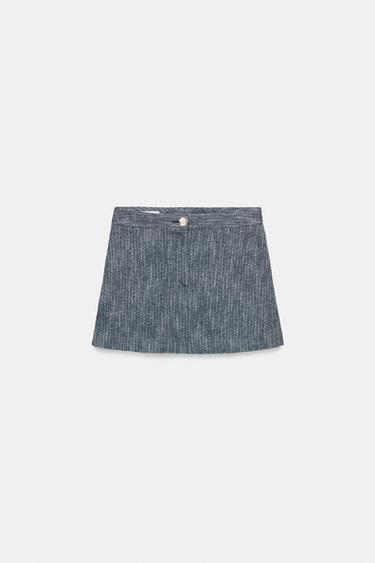TEXTURED SKORT - Blue/White by Zara