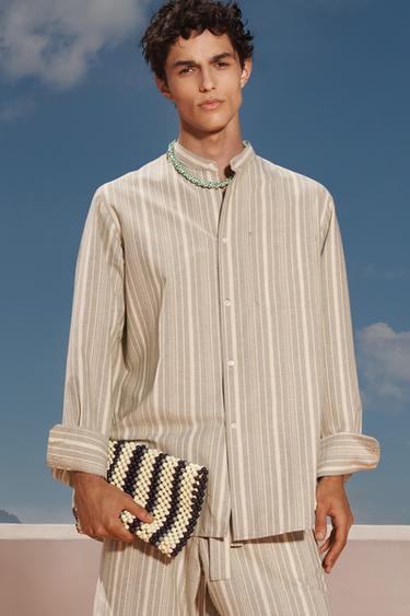 Zara LIMITED EDITION STRIPED SHIRT - White / Green